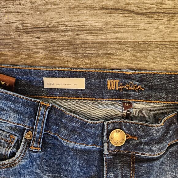 Kut from the Kloth straight leg distressed midrise denim jeans size 10 - Picture 4 of 5
